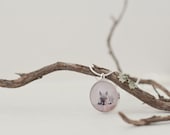 Photography Art Necklace, Silver 23mm Pendant and Snake Chain, Jewelry, Peek, Squirrel Print