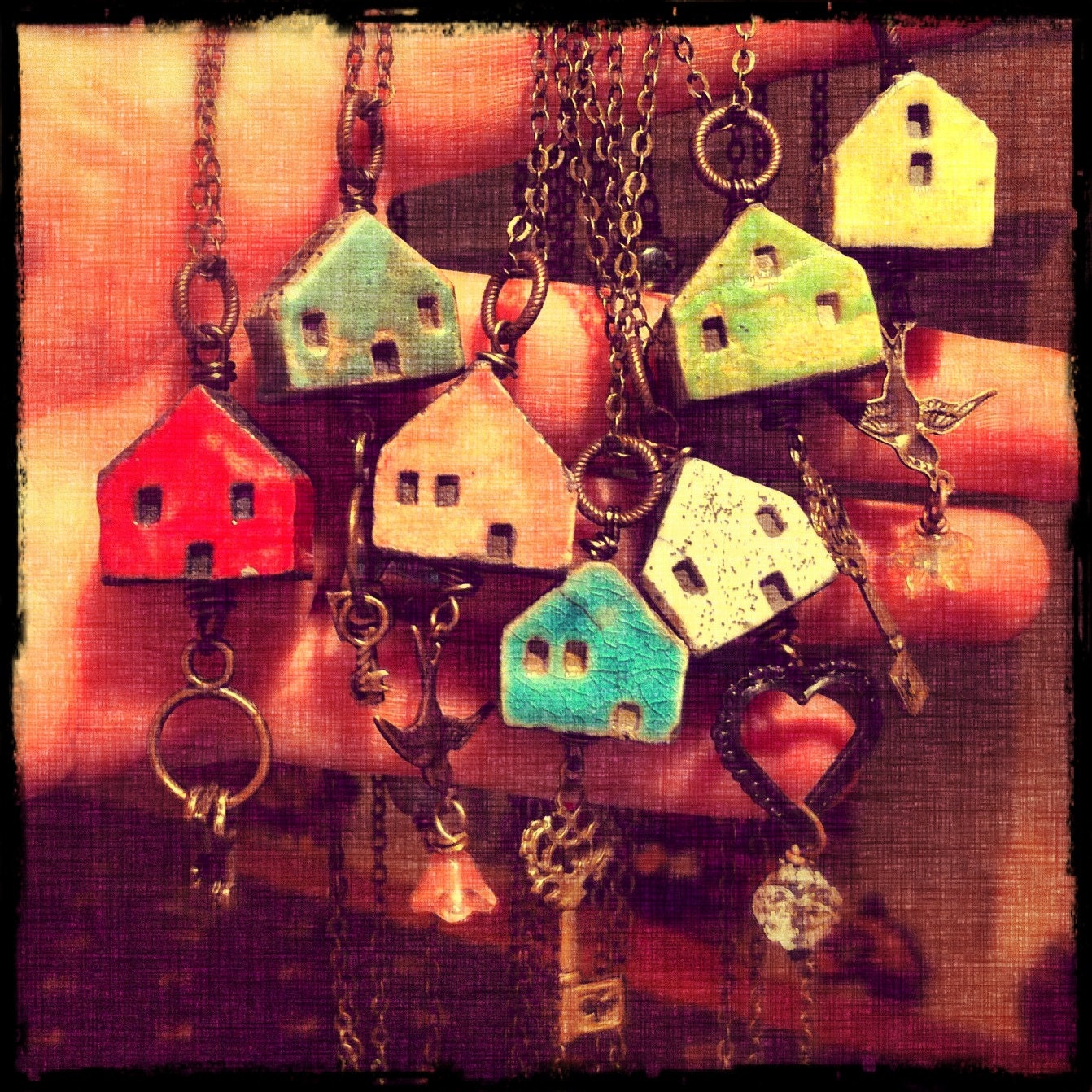 handmade necklace, pendant necklace, house necklace, made to order necklace, long necklace, chain necklace, chain pendant
