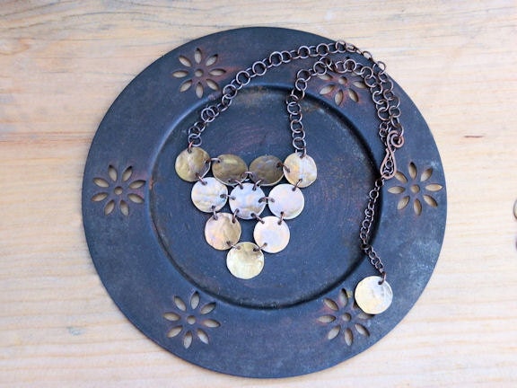 Quest - Brass, Copper Necklace & Earrings