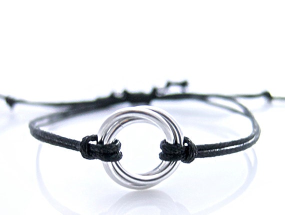 Infinity Cord Bracelet, Silver Chainmaille Bracelet, Infinity Triple Rings, Skinny Bracelet, OOAK Bracelet, Handmade by JeannieRichard