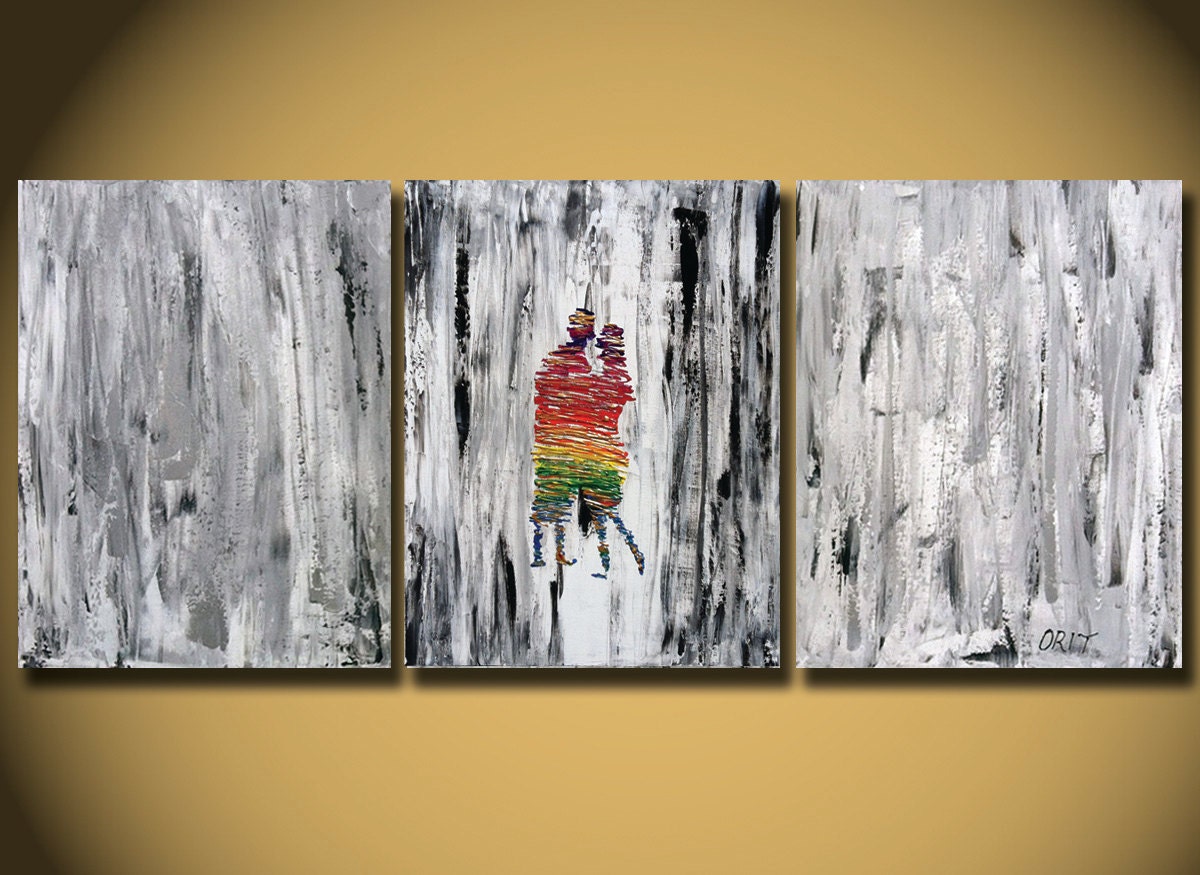 Bedroom Decor - romantic painting figures red orange people abstract Large Painting Housewares Wall Decor home decor bedroom