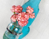 Wall Vase, Driftwood Wall Vase - Large- Driftwood and Mason Jar - Aqua, Teal, Turquoise, Blue