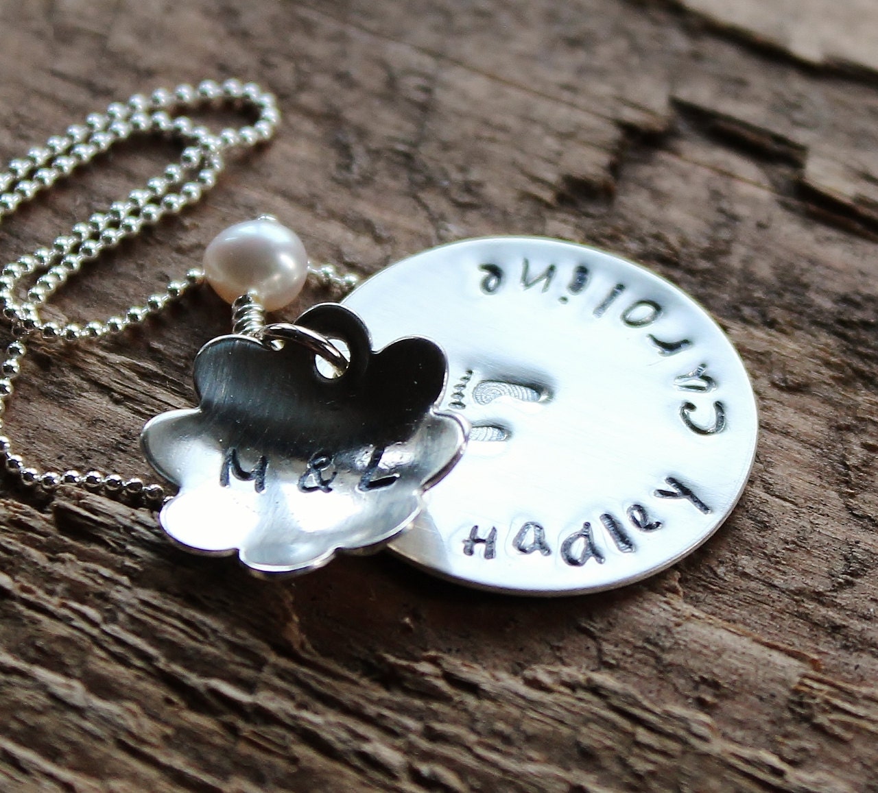 Mommy Name Necklace Personalized and Hand Stamped- Summer Lovin' Family Style