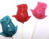 Buy 6 Get 6 Free - LARGE OPAQUE ROSE Lollipops - Pick Any Color and Flavor
