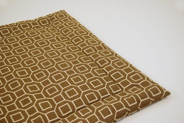 X-LARGE Geometric Brown Dog Bed / Ready to Ship / Crate Mat or Pad / Portable and Washable