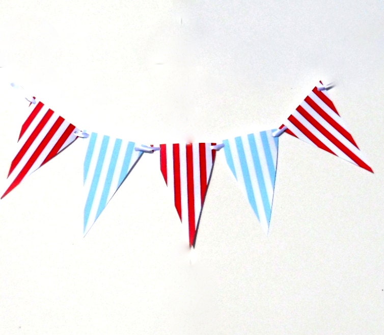 Red White and Blue Striped Paper Banner