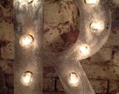 Vintage Letter R light fixture 24"  marquee steel