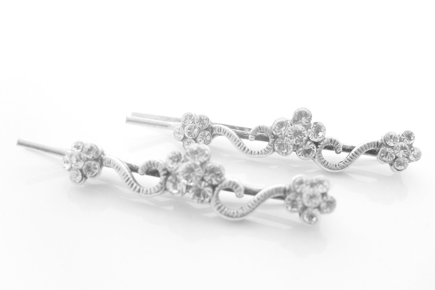 Art deco crystal rhinestone silver bobby pins wedding accessories bridal jewelry bridesmaids gifts birthday gifts bridal head piece