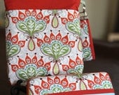 Travel Diaper Changing Set  (Boy) - Wet Bag & Wipes Case  - Rust, Grey, Green, and Sky Blue
