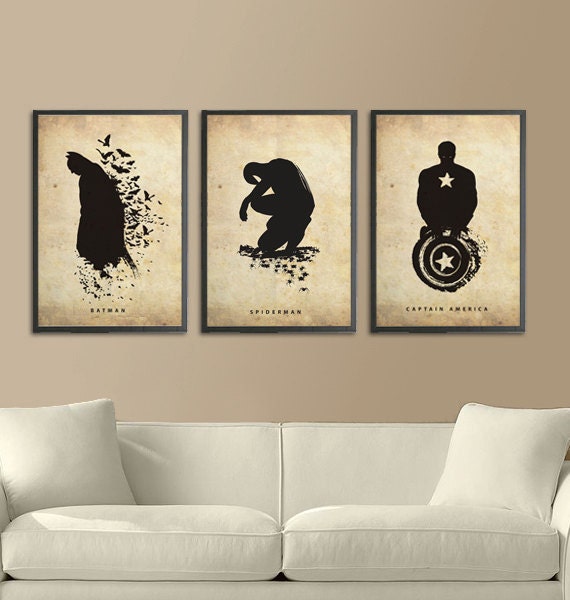 Spiderman, Batman and Captain America Poster Set 11x17