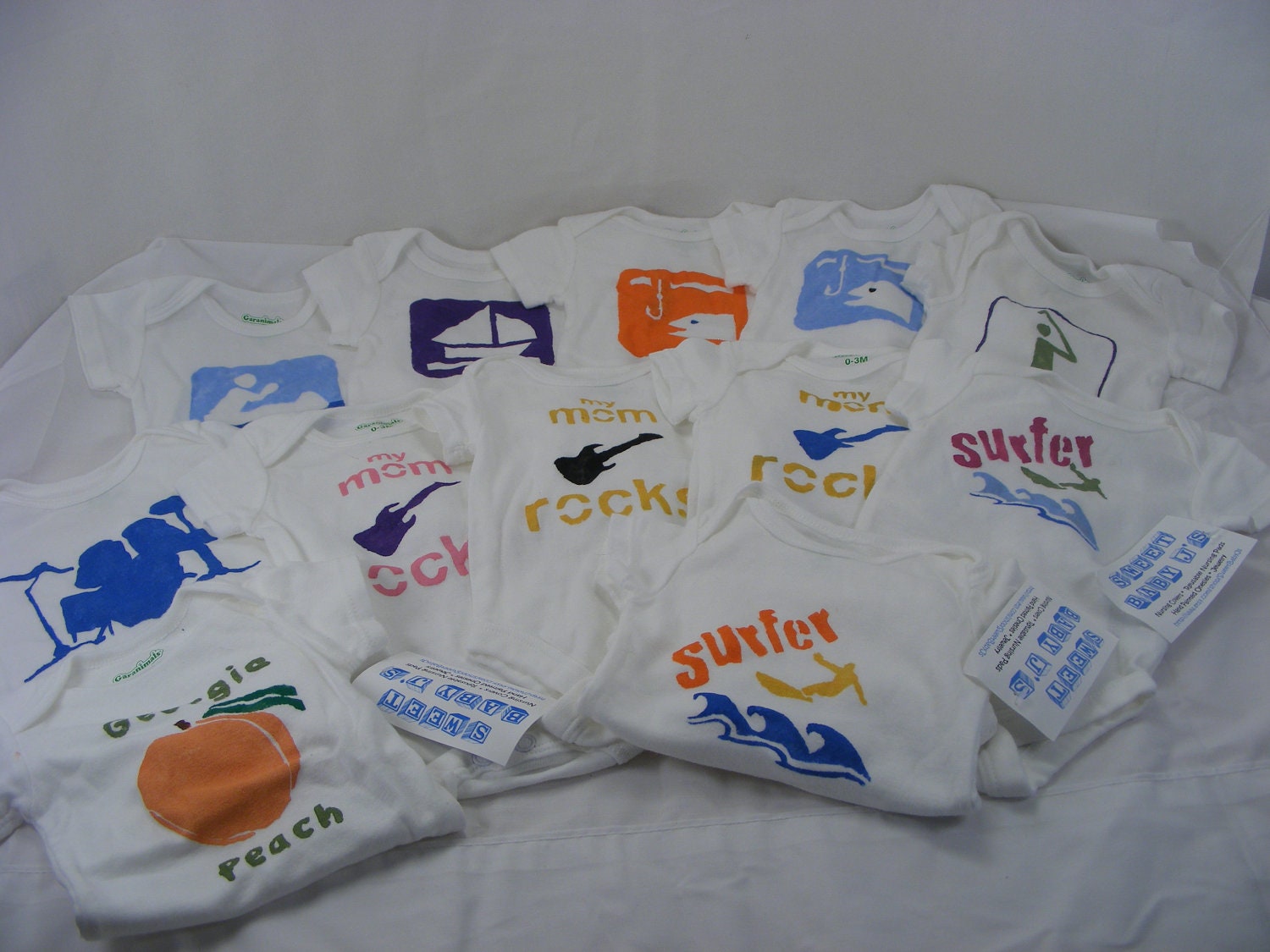 ON SALE 0 to 3 Months Size Onesies Assorted Designs Hand Painted