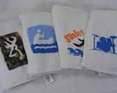 ON SALE Little Boy Burp Cloths Hand Painted Great for Baby Shower