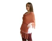 Long Scarf in Copper Brown with Fringes -  Spring Summer  Fall Fashion - Women Teens Accessories