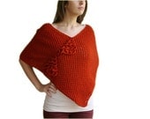 Knit Poncho in Brick Red - Wool Cape in Rust - Wrap  - Women Teens Accessories - Spring Fall Winter Fashion