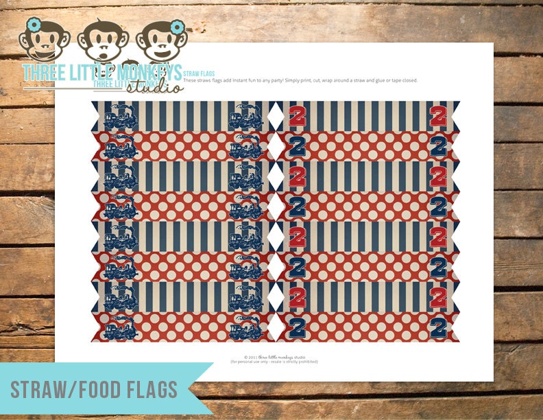 Personalized Vintage Train Straw Flags, Food Flags and More Il_170x135