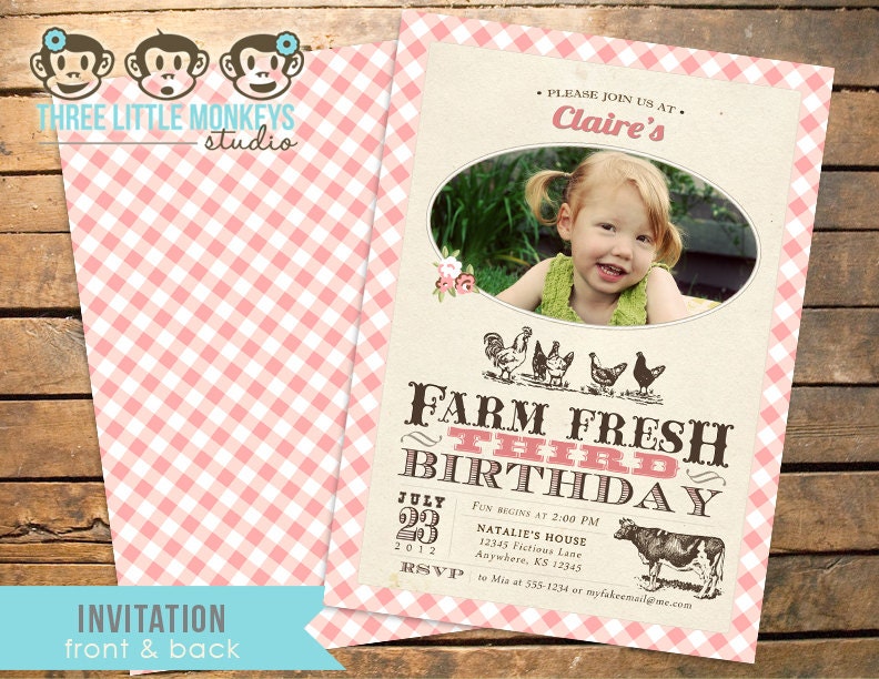 Vintage Farm Fresh Party Pack - Invitation plus 19 items Il_570xn
