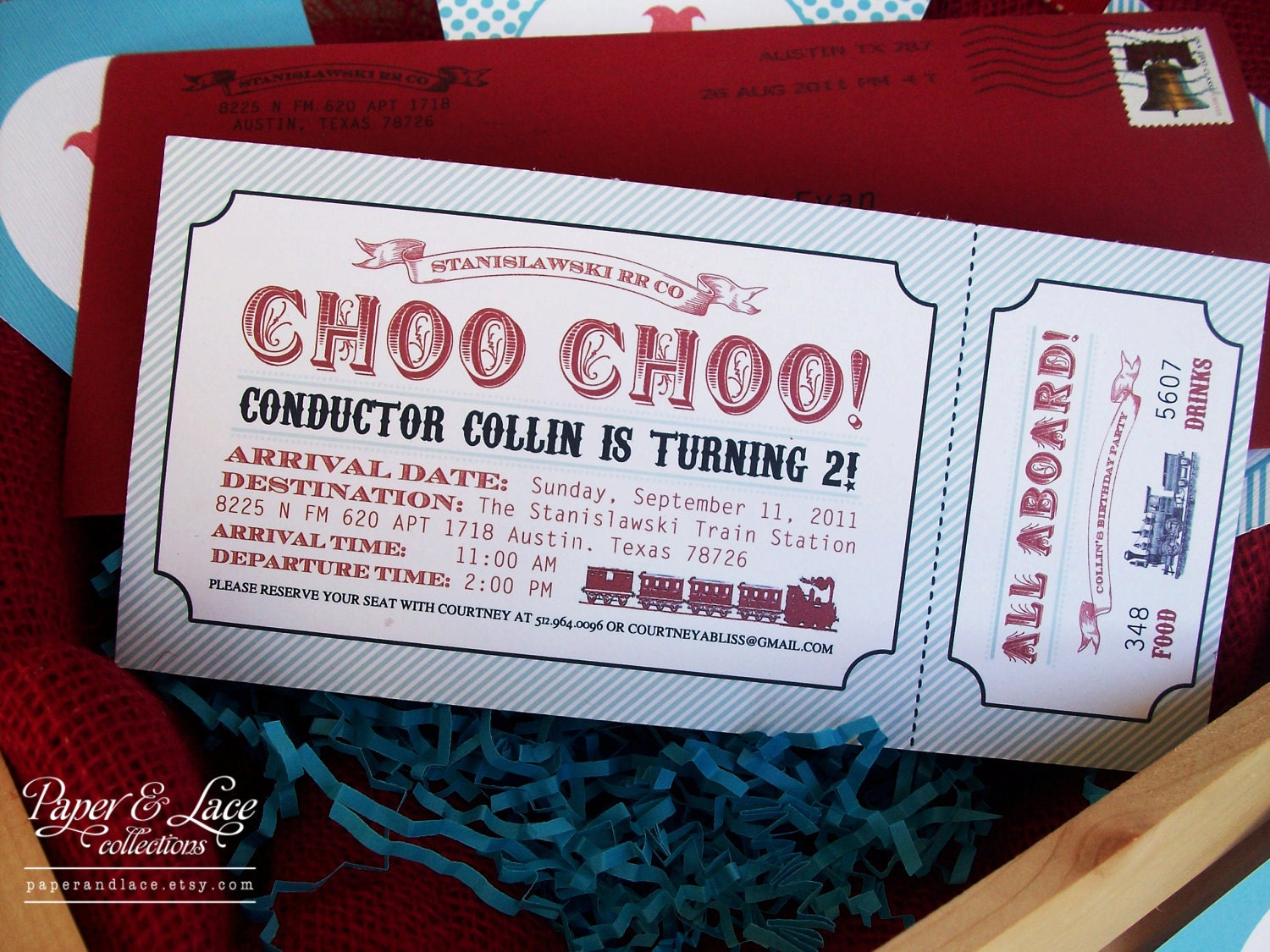 Train Birthday Party Boarding Pass Invitation