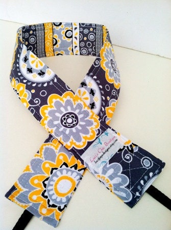 Designer Camera Strap...Reversible Chic Yellow & Gray... Great Gift Idea