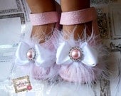 Toddler pink Sparkle Leather Squeaky Mary Jane/Glitter pink-  baby girl shoes.with bow and rhinestone
