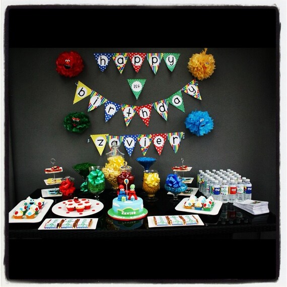 Sesame Street inspired party with customization .... printable party supplies no invite by 2fungraphics Il_570xn