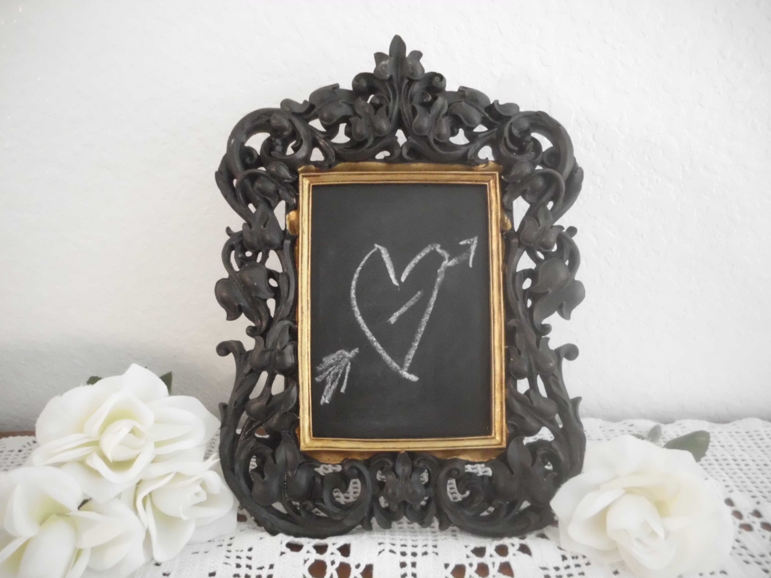 Ornate Rococo Chalkboard Rustic Black Gold Wedding Sign Chalkboard Paris French Home Decor Kitchen Office Blackboard Organizer Decoration