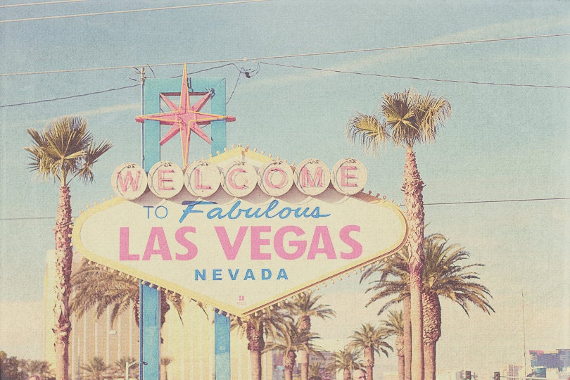 Welcome to Fabulous Las Vegas Sign Nevada USA Travel Photo Art Print Version 2 - 8 x 12