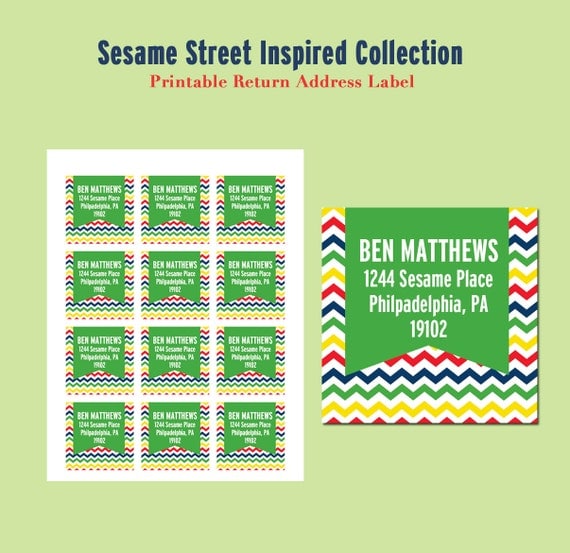 SESAME STREET Inspired Birthday - Printable Return Address Labels - Libby Lane Press Il_570xn