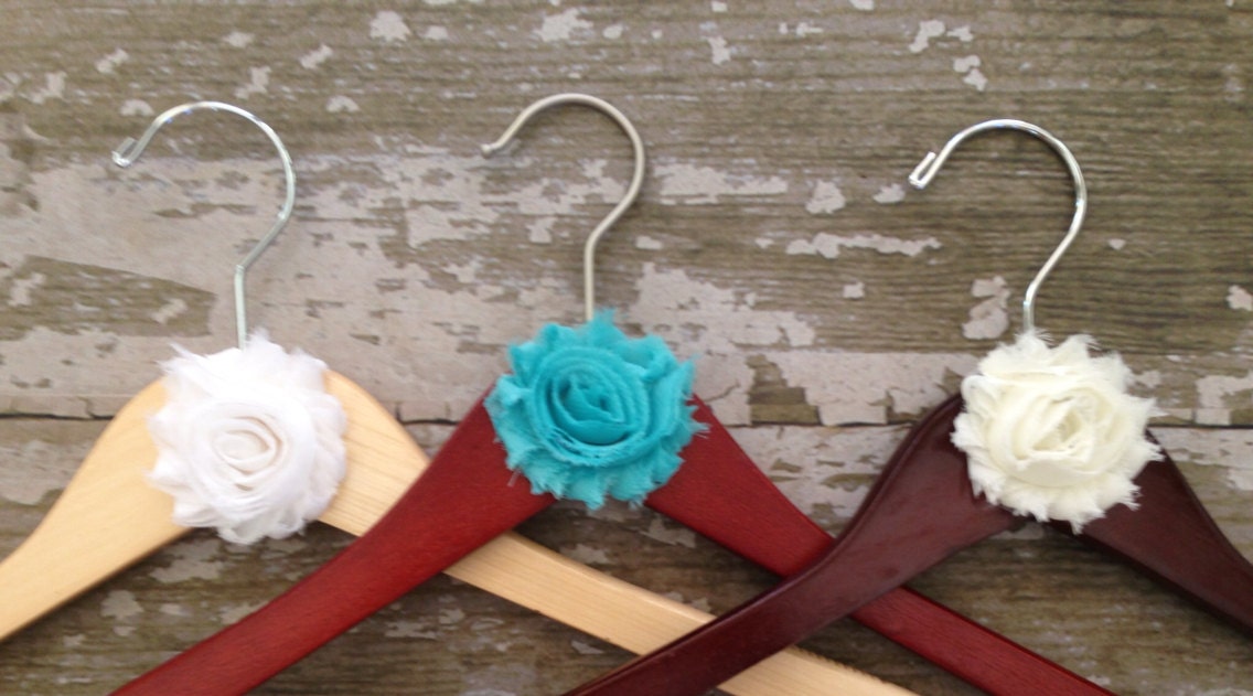 RUSH Personilized bridal hanger with shabby chic flower