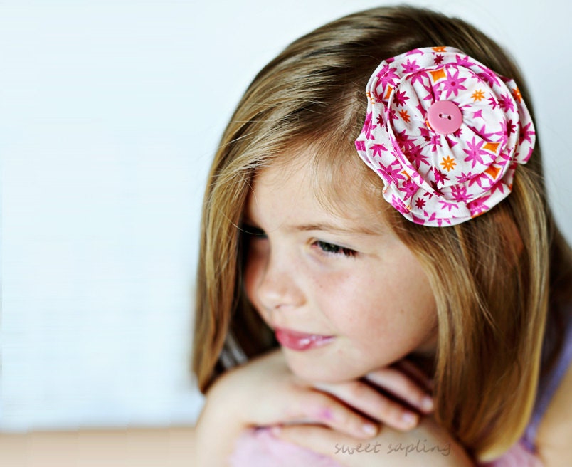 Girls Pink Hair Accessory, Girls Hair Clip, Girls Hair Flower, Girls Spring Fashion