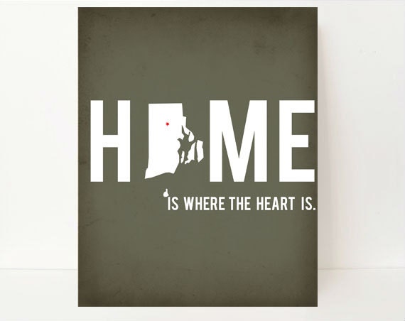 State Silhouette Art Print Rhode Island Home State Art 8x10 Home Typography gray Dorm Room Decor