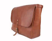 The Postal Messenger / Laptop Bag - British Tan Leather