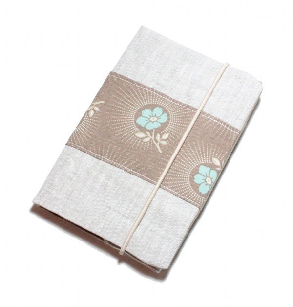 linen and cotton patchwork book cover -small moleskine size-