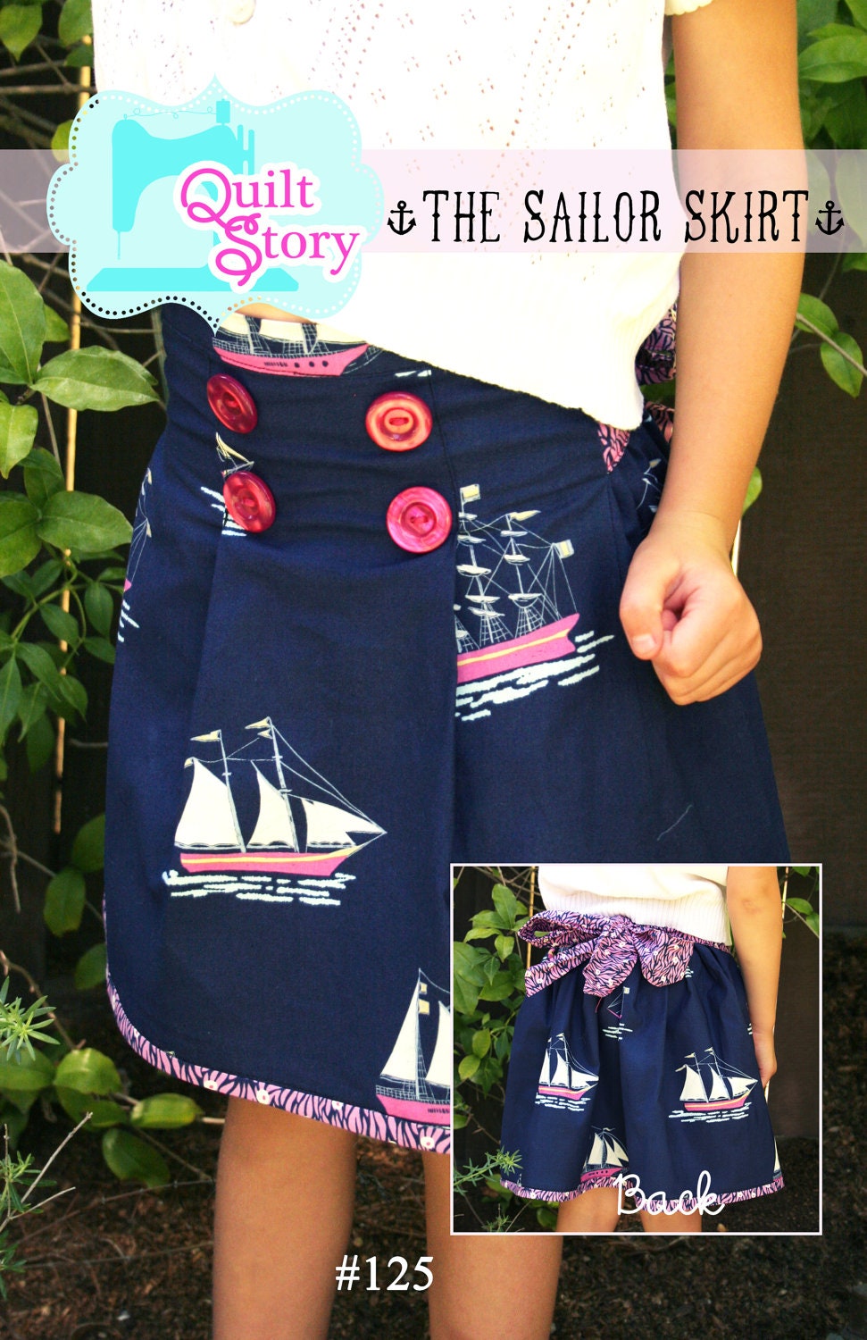 PDF Girls Skirt Pattern Tutorial "Sail Away Skirt" Sailor Skirt for Sizes 6-12 months through 5T