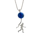 Fly To The Sky - Child holding a Balloon Silver Necklace