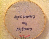 Custom "April Showers" 8in Embroidered Art