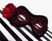 Silk Black & Red Masquerade Ball Mask