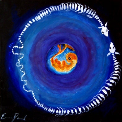 Embryo & Snake Bones Mandala "REBIRTH" LIMITED EDITION print (ready to hang) by Erin Paul