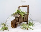 Garden Decor twigs Wheelbarrow, Rustic woodland Planter made of twigs, Garden party, Welcome home entrance, Nature decor, country