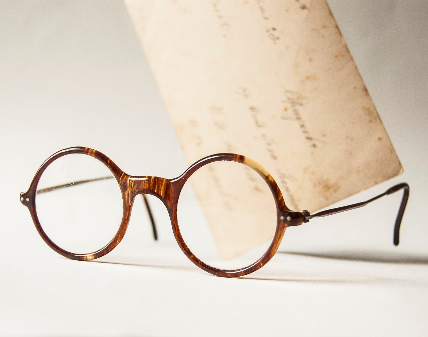 Antique eye glasses, spectacles reading glasses, brown