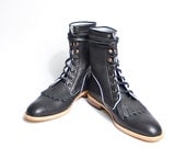vintage inpired black lace up boots romper style  - FREE SHIPPING