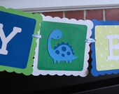 Dinosaur Happy Birthday Banner, Dinosaur Theme, Dinosaur Birthday Party, Blue, Green and Yellow Il_170x135