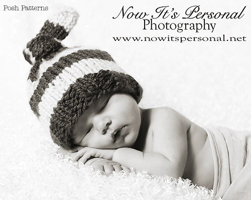 Knit Hat PATTERN - Top Knot Baby Beanie Knitting Pattern - Instant Download PDF 206 - Newborn to 2 Years 2T - Photography Prop Pattern
