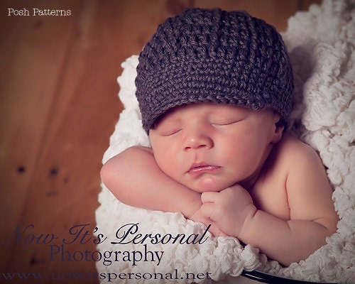 Crochet Hat PATTERN - Baby Newsboy Newsgirl  Hat Beanie Crochet Pattern - Instant Download PDF 108 - Newborn to Adult - Photo Prop Pattern