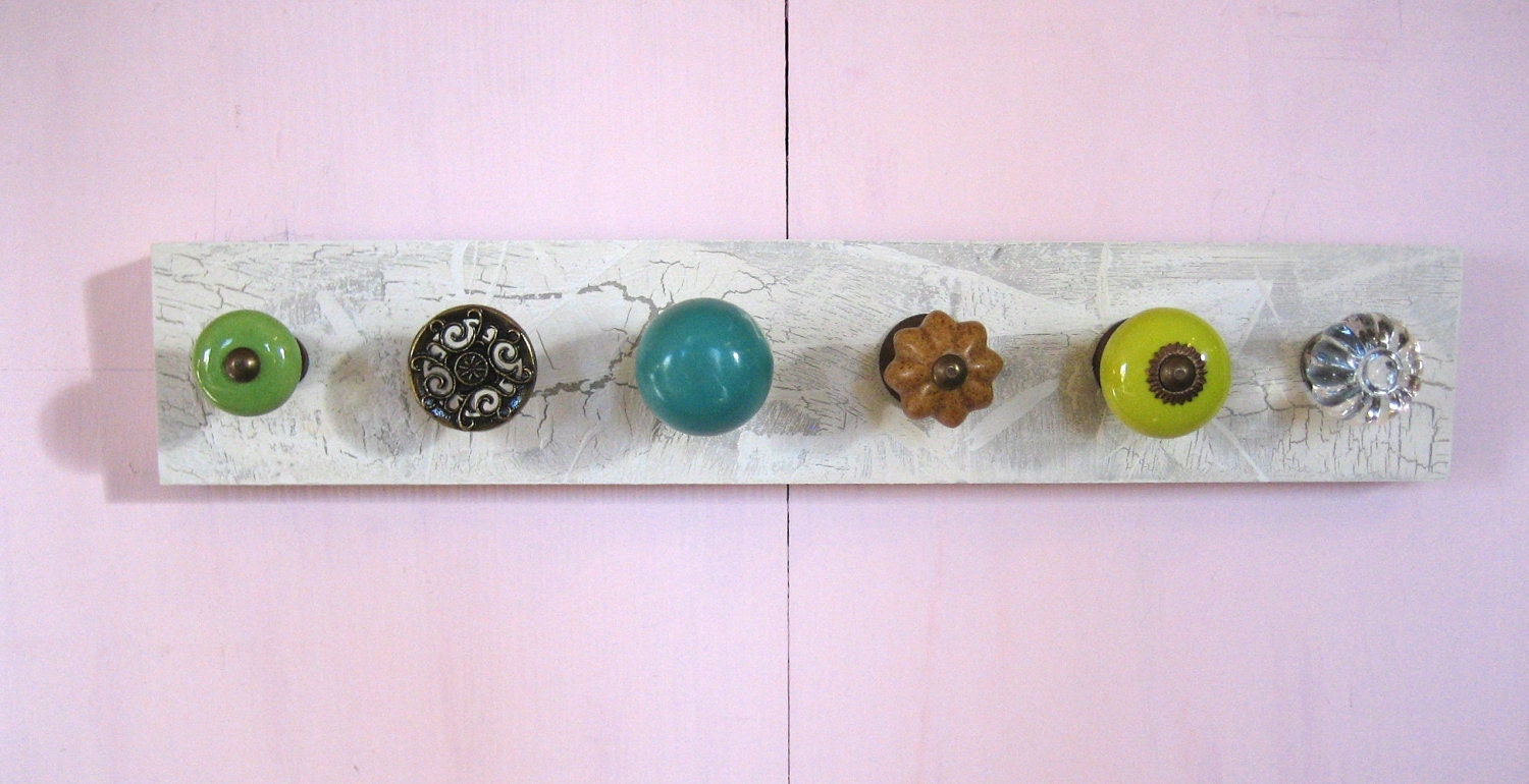 Necklace Holder with Blue and Green Knobs