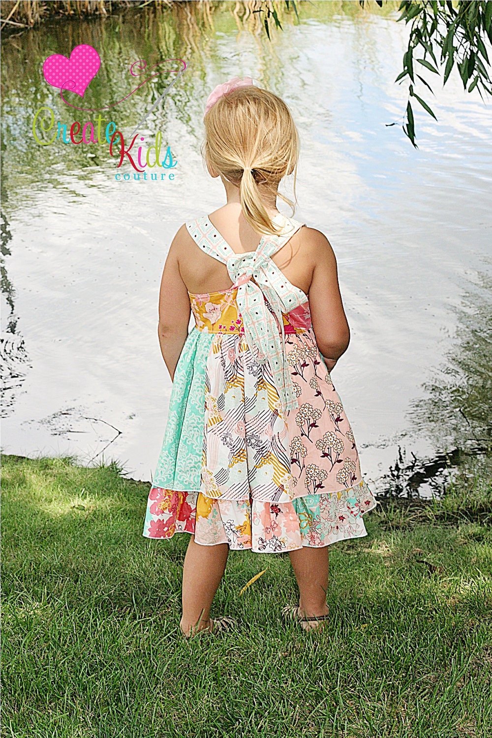 Mia's Reverse Knot Twirly Dress PDF Pattern size  6 months to size 8