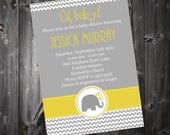 Printable Baby Shower or Birthday Invitation - Chevron Elephants