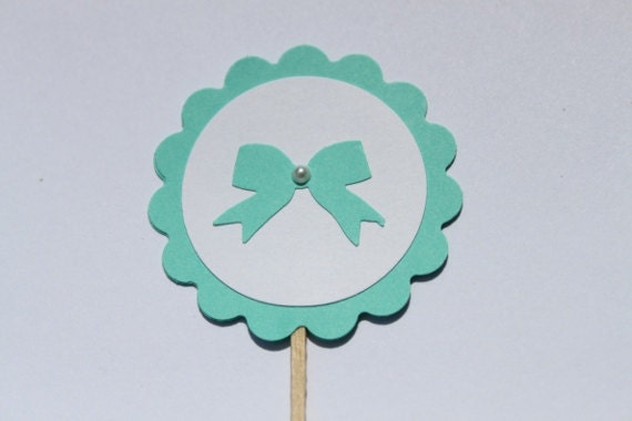 Tiffany Blue Cupcake Toppers- Bridal,Wedding Shower, Baby Shower