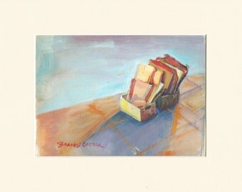 Fine Art, Mini oil painting original 5 x 7 boxes study. Contemporary, modern art.