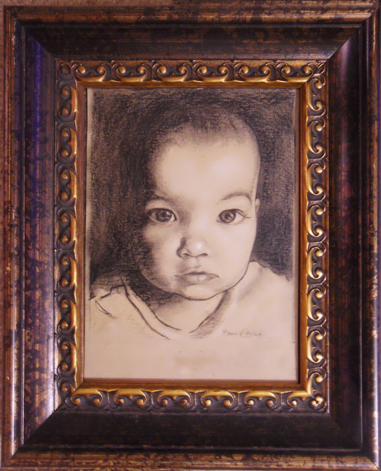Custom portrait commission. Charcoal drawing of young, old or middle aged loved one.