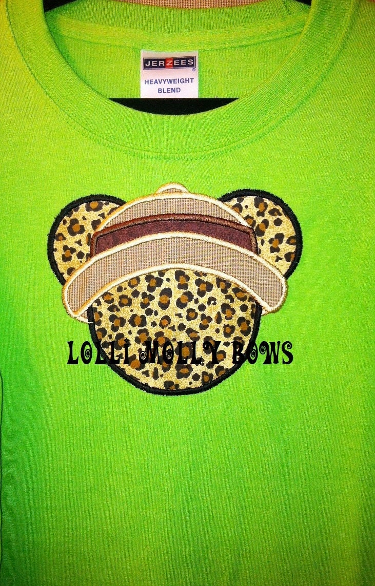 Safari Animal Print Mr Mouse Head Custom Machine Embroidery T Shirt